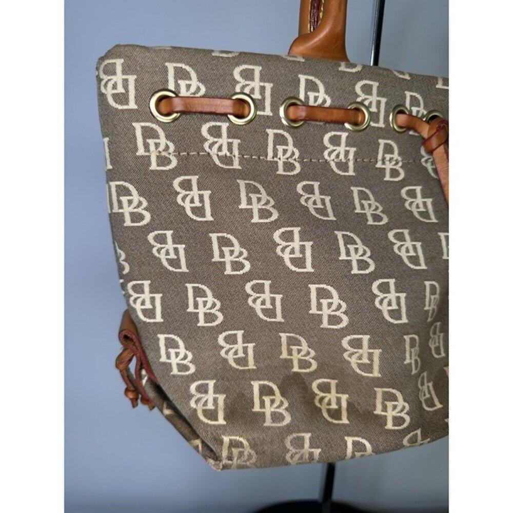 Dooney & Bourke Brown Logo Canvas Top-Handle Tote with Tan Leather Trim - Picture 5 of 12